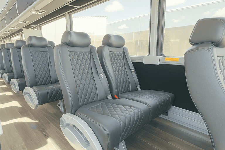 interior of Miami Minibus Company charter bus