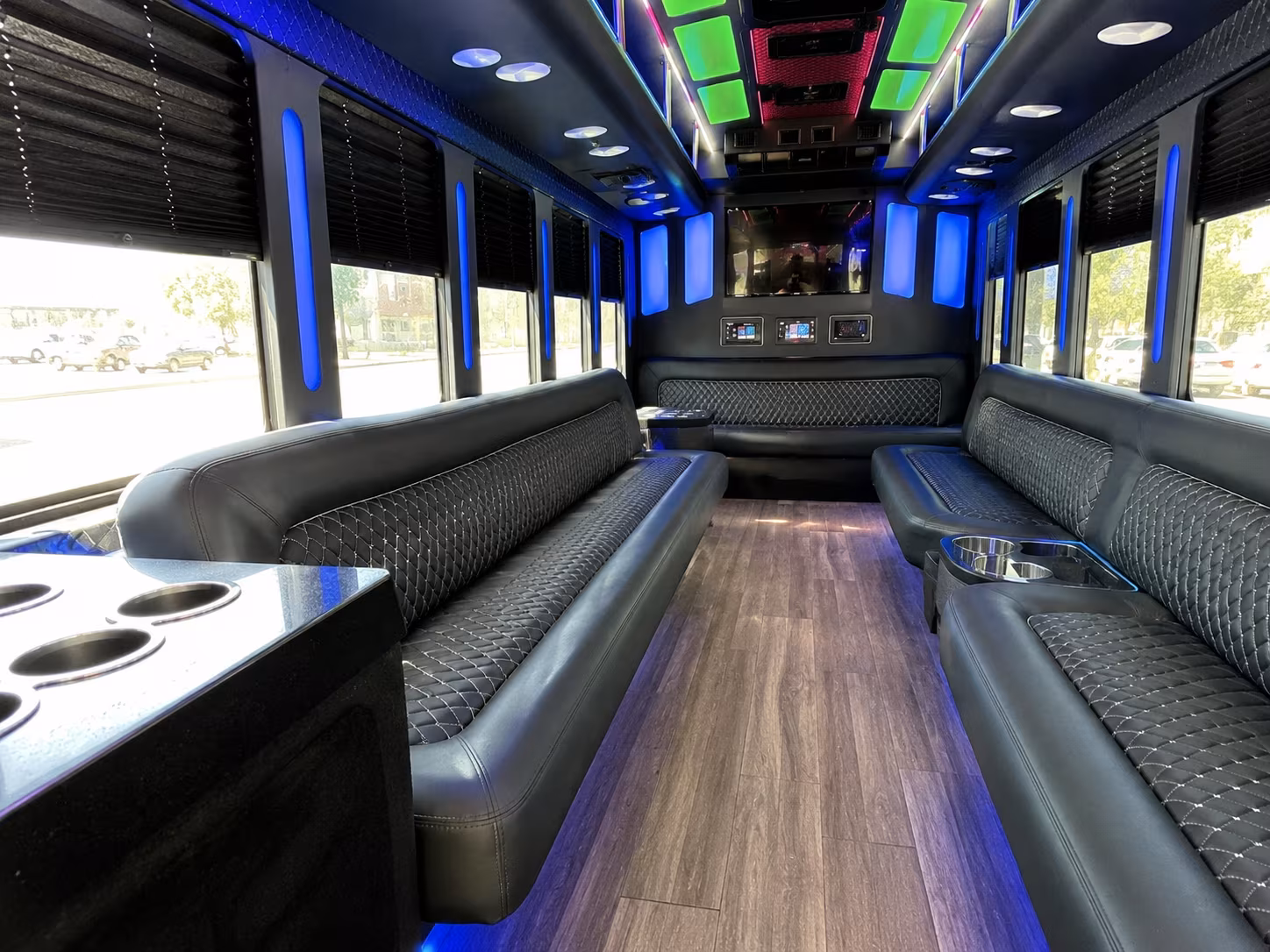 miami 15 passenger party bus inside