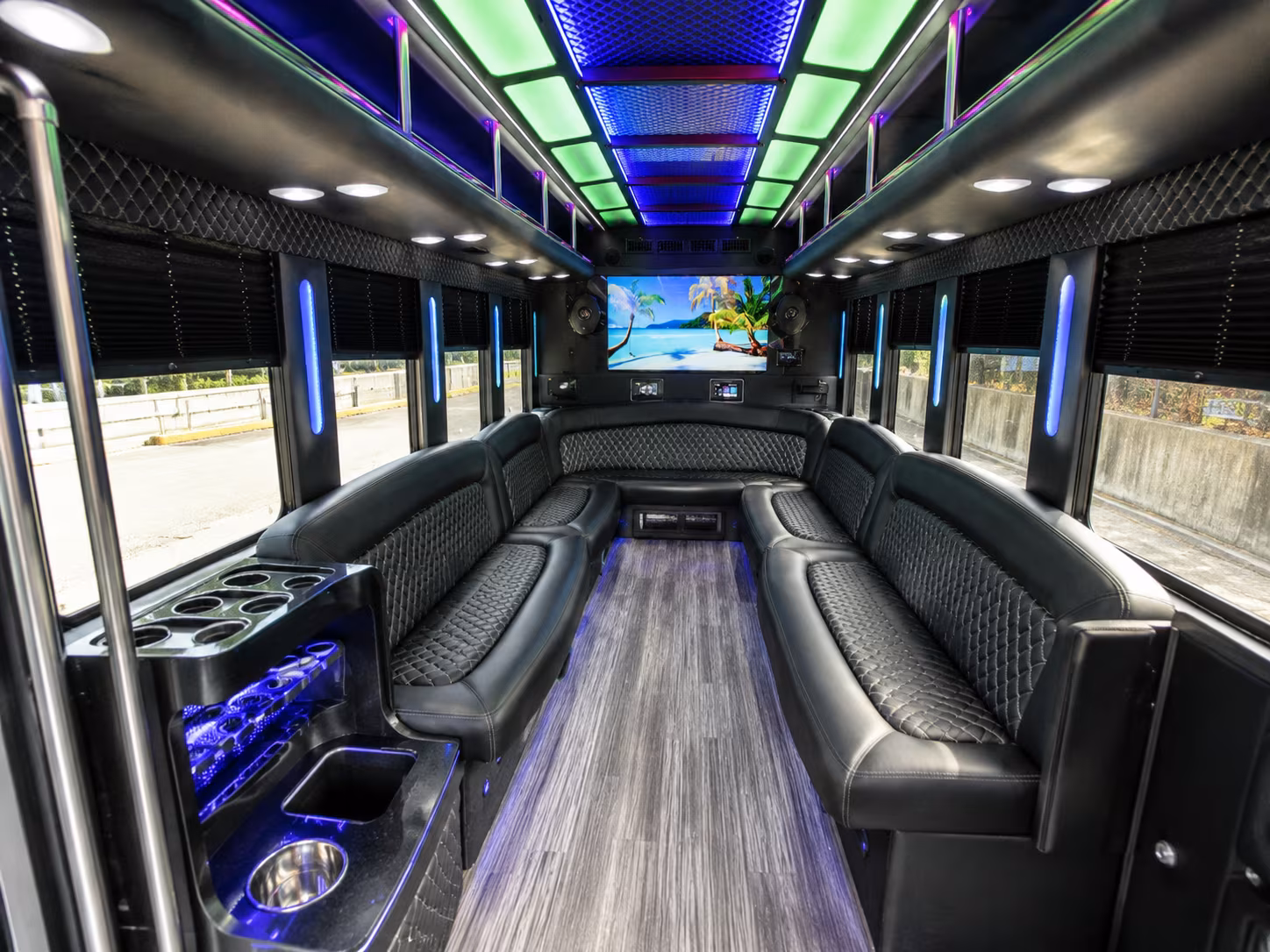 miami 18 passenger party bus inside