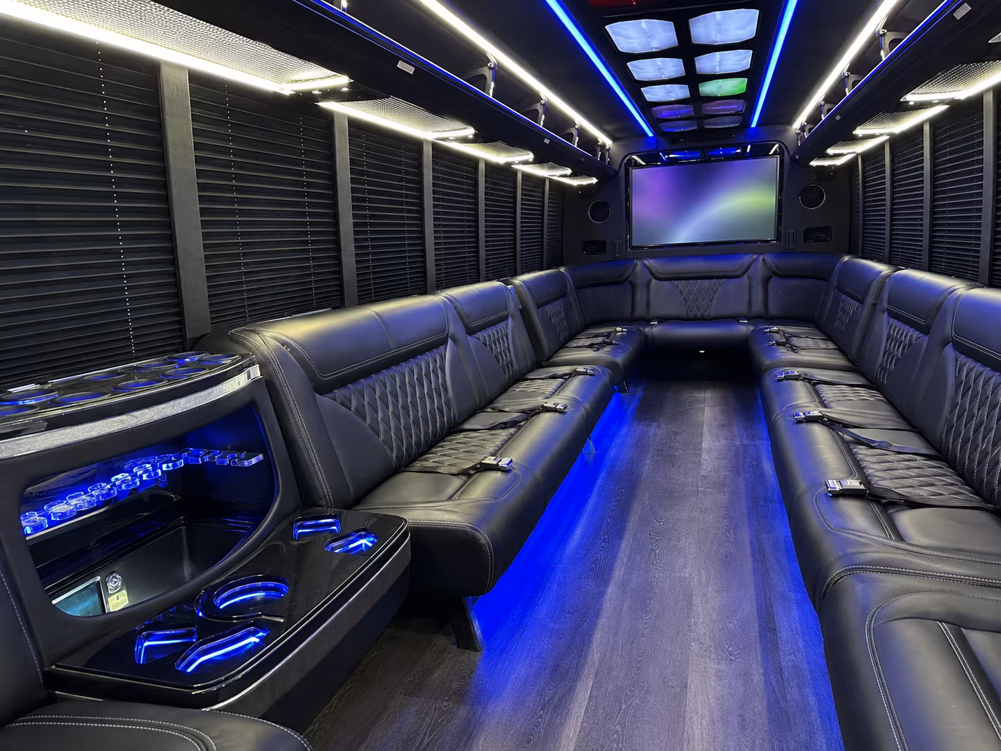 miami 20 passenger party bus inside