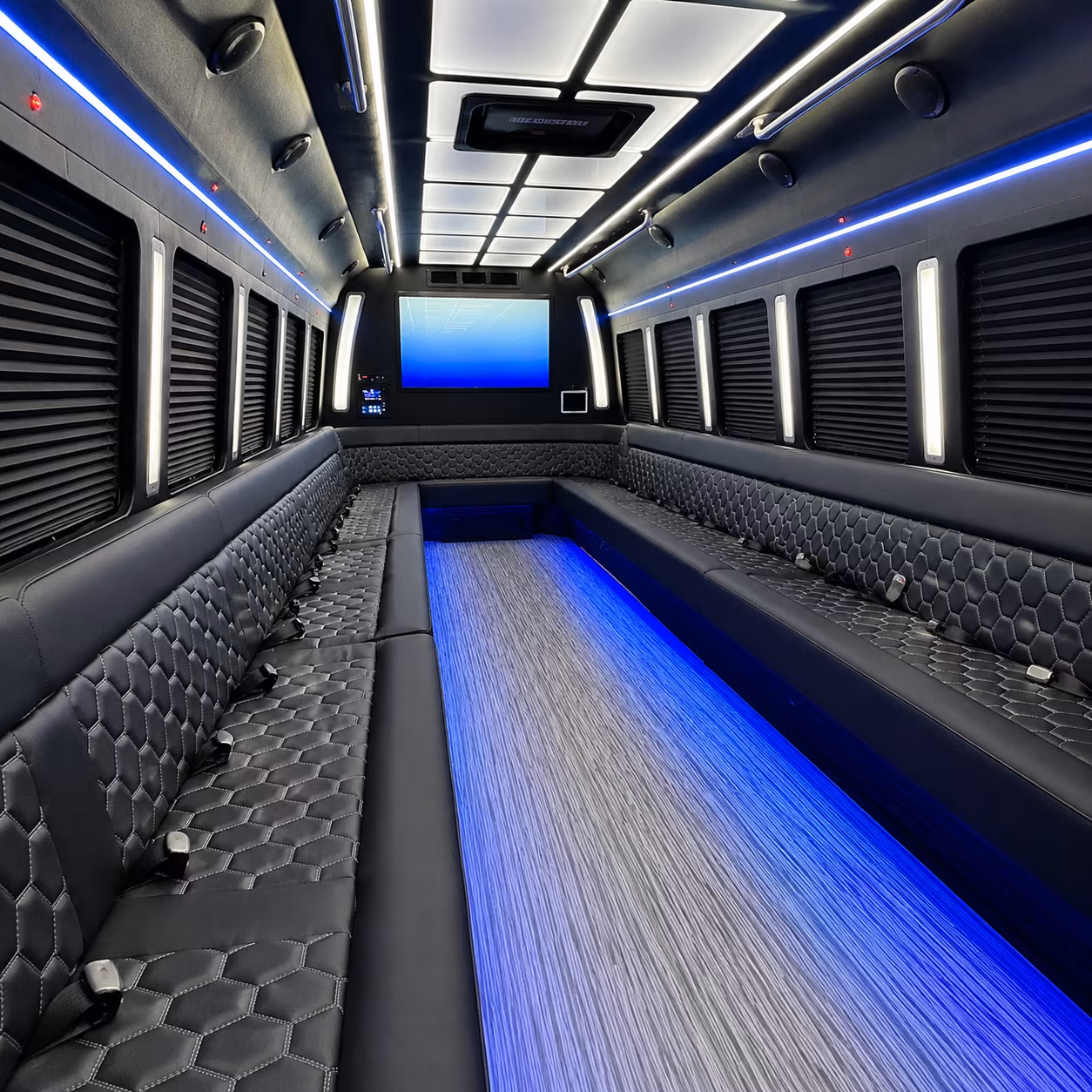 miami 50 passenger party bus inside